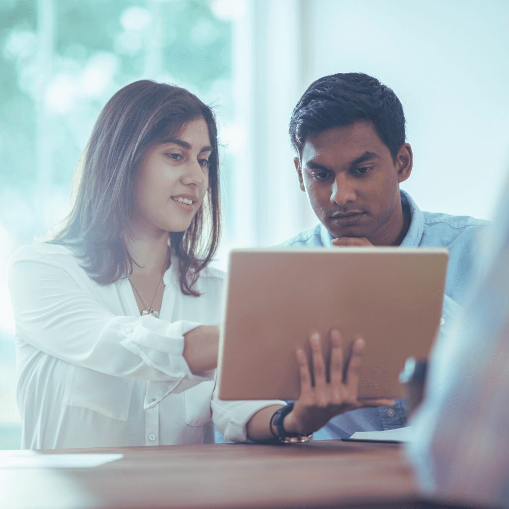 Professional team collaborating in a modern office